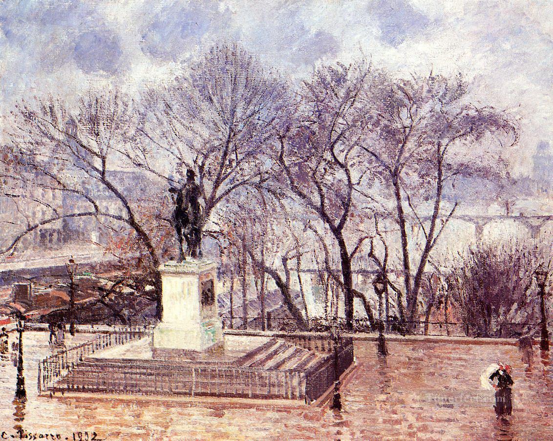 ポンヌフ広場の高くなったテラス アンリ 4 世 午後の雨 1902 カミーユ ピサロ油絵